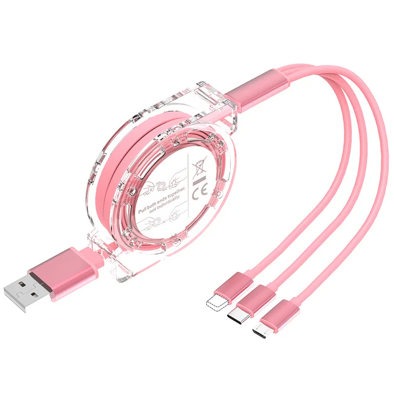 ตัวเลือกสินค้า สายชาร์จ USB 3 in 1 พับเก็บได้ สำหรับ iPhone และ Android
