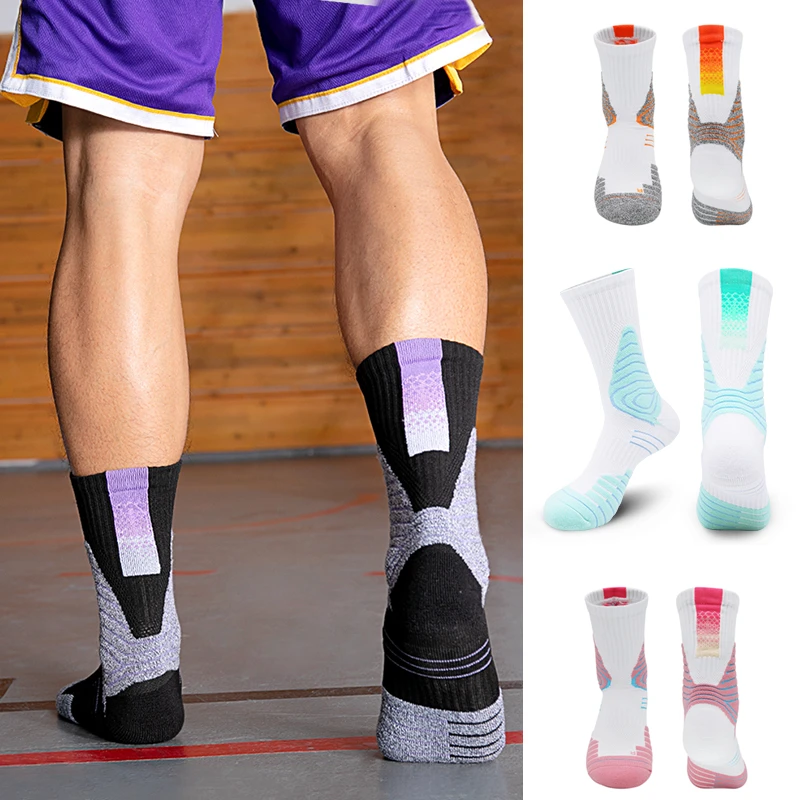 

Mid-tube Basketball Socks Polyester Fiber Quick Dry Breathable Cycling Sport Socks Outdoor Climbing Thicken Antiskid Sport Socks
