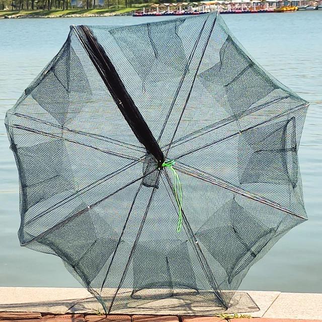 Folded Fishing Bait Trap, 6/8/12/16/20 Holes Foldable Fishing Nets for Fish/Crab/Shrimp/Crawdad Catcher Upgrade Large Space Gift 2