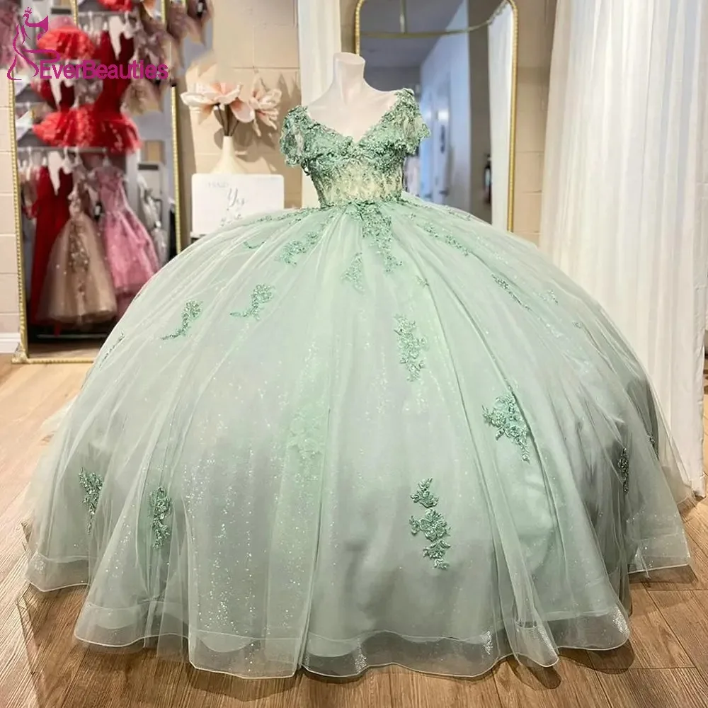 

Off Shoulder Quinceanera Dresses Ball Gown Tulle Lace Appliques Sweet 15 16 Dress for Girls Vestidos De 15 Quinceañera