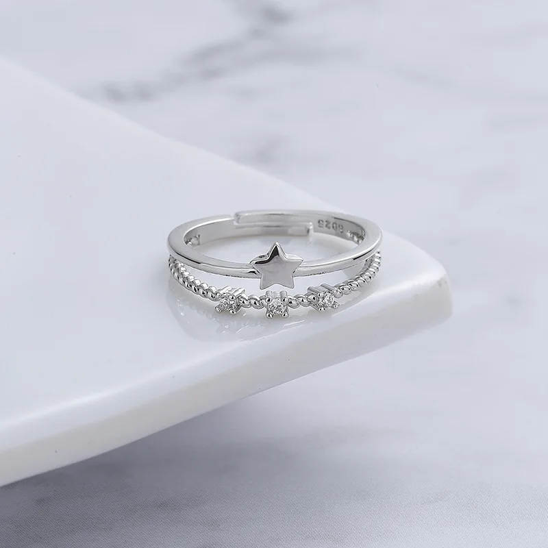 925 Sterling Silver Double Layer Water Drop Ring for Women - Detail View 28