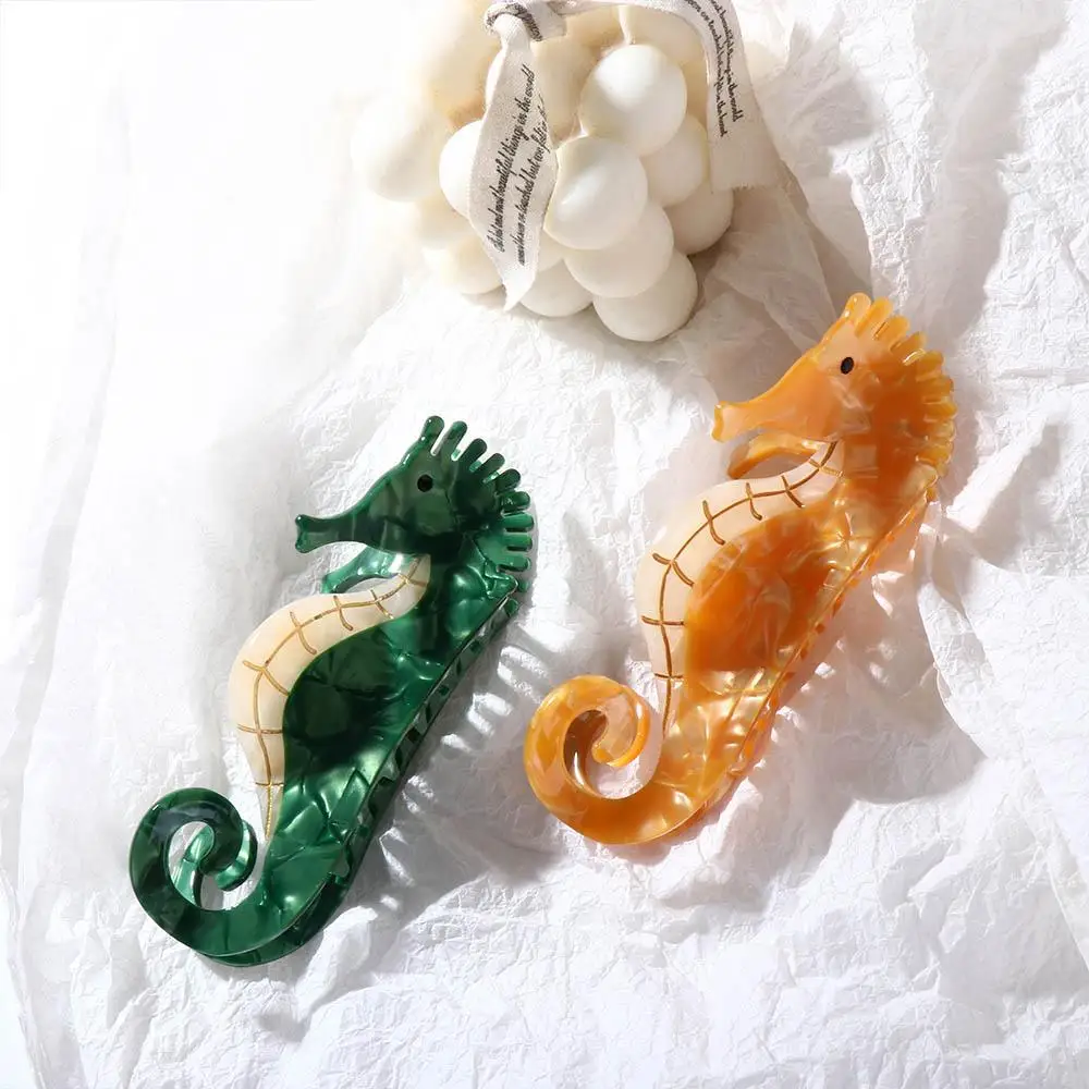 

Ponytail Holder Zircon Animals Gifts For Girls Fashion Headdress Women Hair Clips Acetate Shark Clip Seahorse Hair Claw Crystal