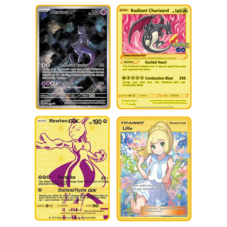 2025 Pokemon Metal Card 10000 Points Arceus Charizard Super Card Golden English Mewtwo Vmax GX EX Anime Collection