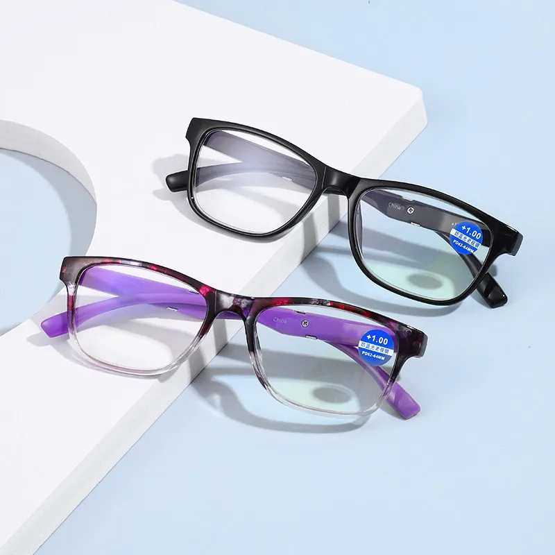 

New Blue Light Proof Reading Glasses Men and Women Spring Leg Printed Presbyopic Glasses for The Elderly +1.0 To +4.0