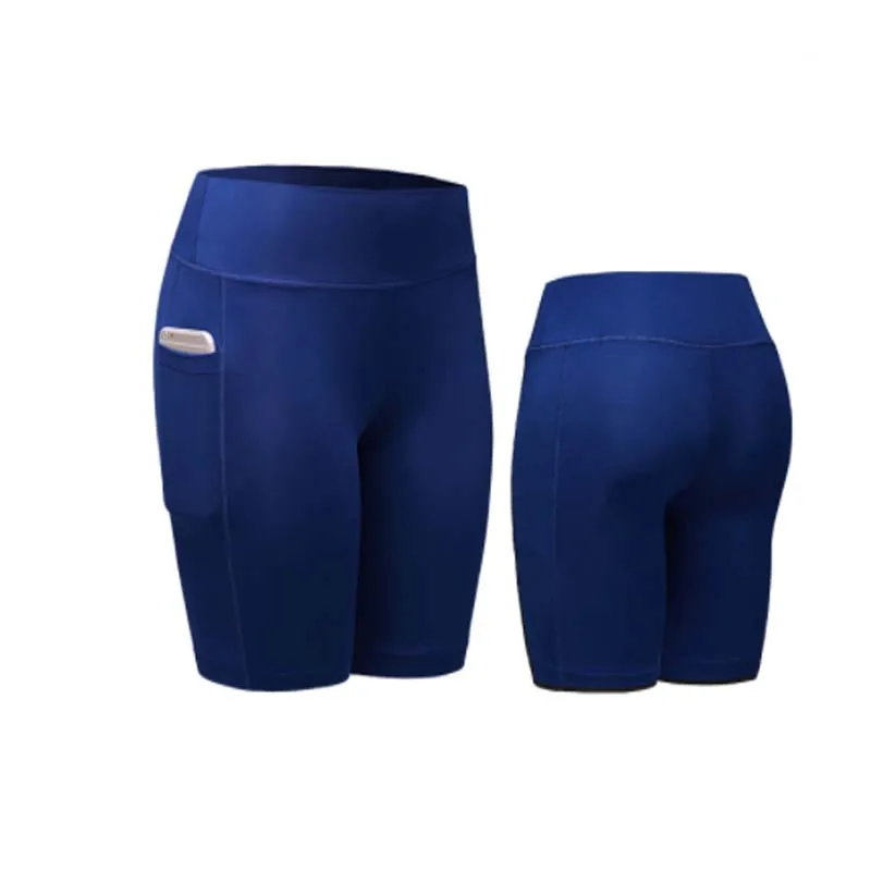 Women's High Waist Biker Short Side Pocket Workout Control Bike Shorts Yoga Running Exercise Spandex Leggings