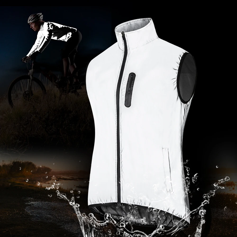 WOSAWE Reflective Windproof Cycling Vest MTB Bike Racing Sleeveless Jacket  Gilet