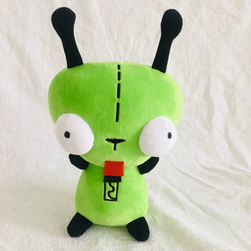 Anime Invader ZIM GIR Plush Toy 3D Bulging Eyes Green Stuffed Animal Cute Dog Puppy Alien ET Soft Doll PIllow Gift for Kids Fans