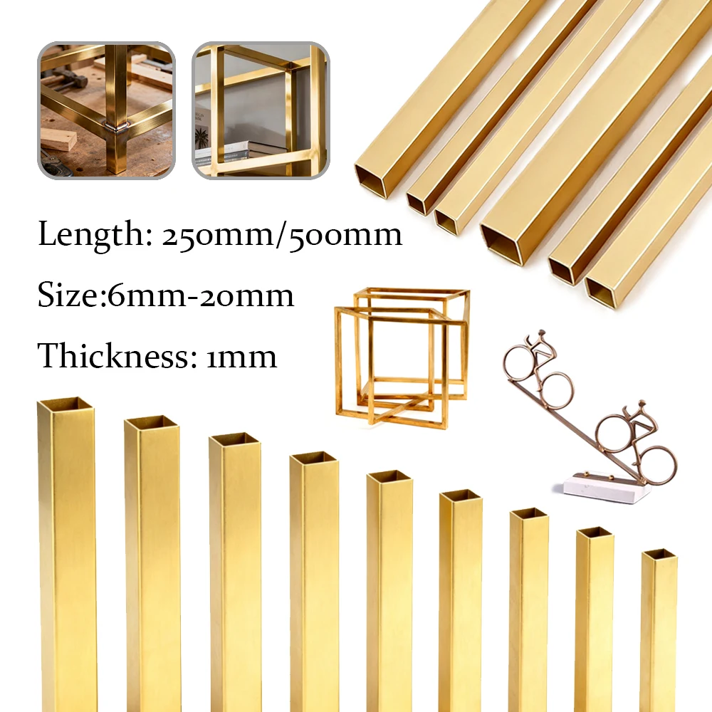 Brass Square Tube Hollow, 6-20mm, Multiple Lengths, Craft & DIY Supplies