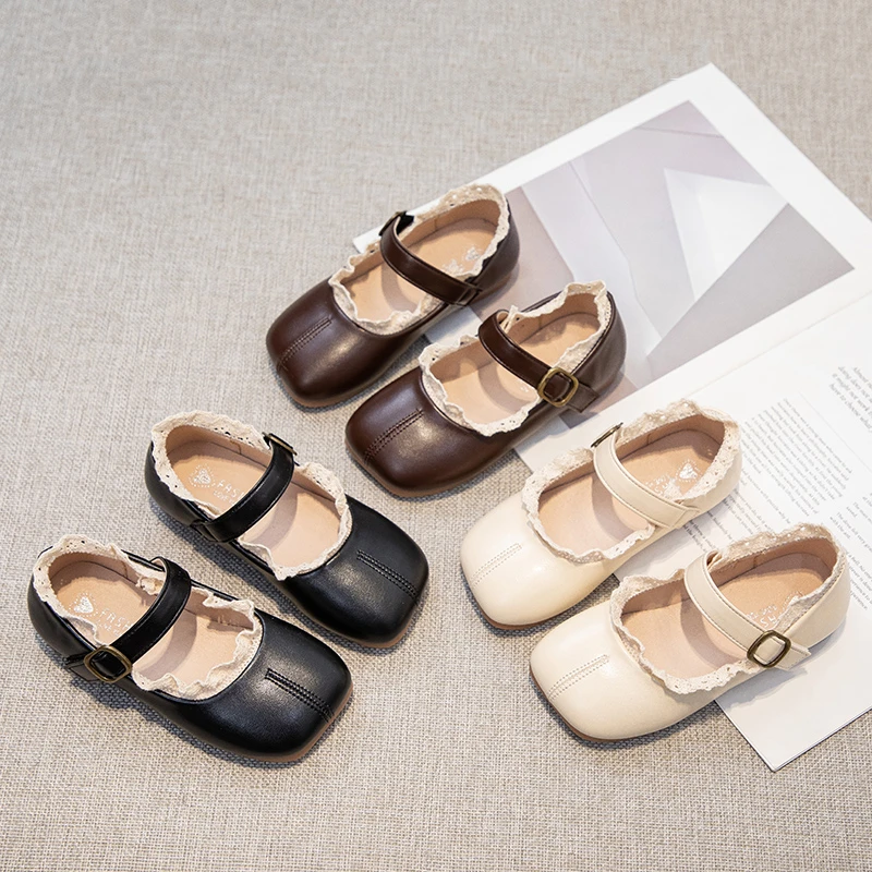 Leather Ballet Flats for Girls Autumn Party Wedding