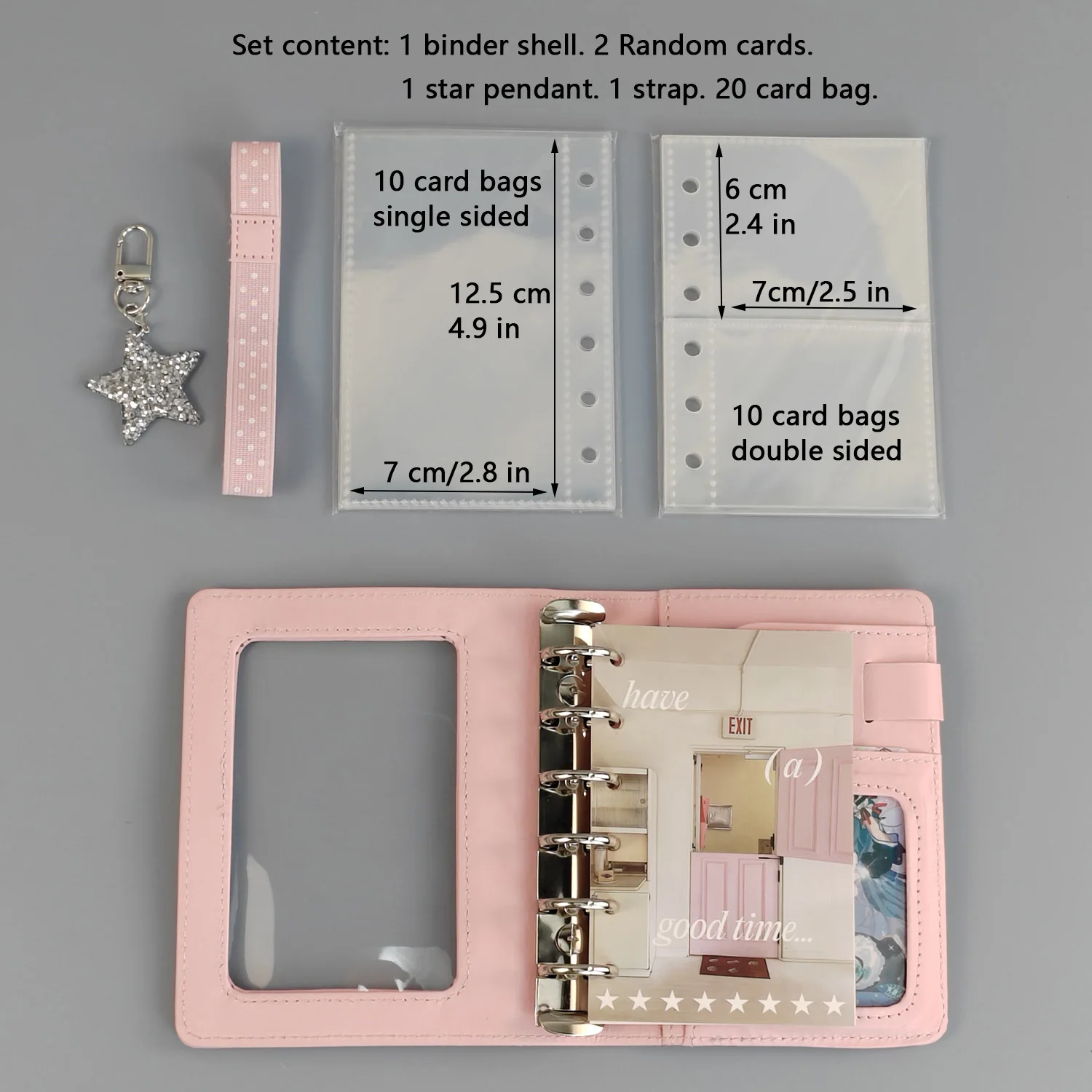 Transparent Cover Notebook Binder with Star Design - Soft Faux Leather Portable Notepad & Photo Album