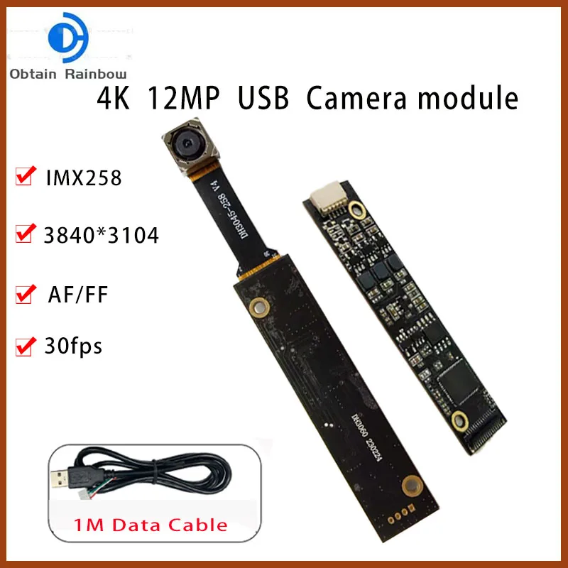 Módulo de Câmera Usb 12mp hd Imx258 Cmos af ff ff Aplicação Industrial Convencional 31840×2160 30fps
