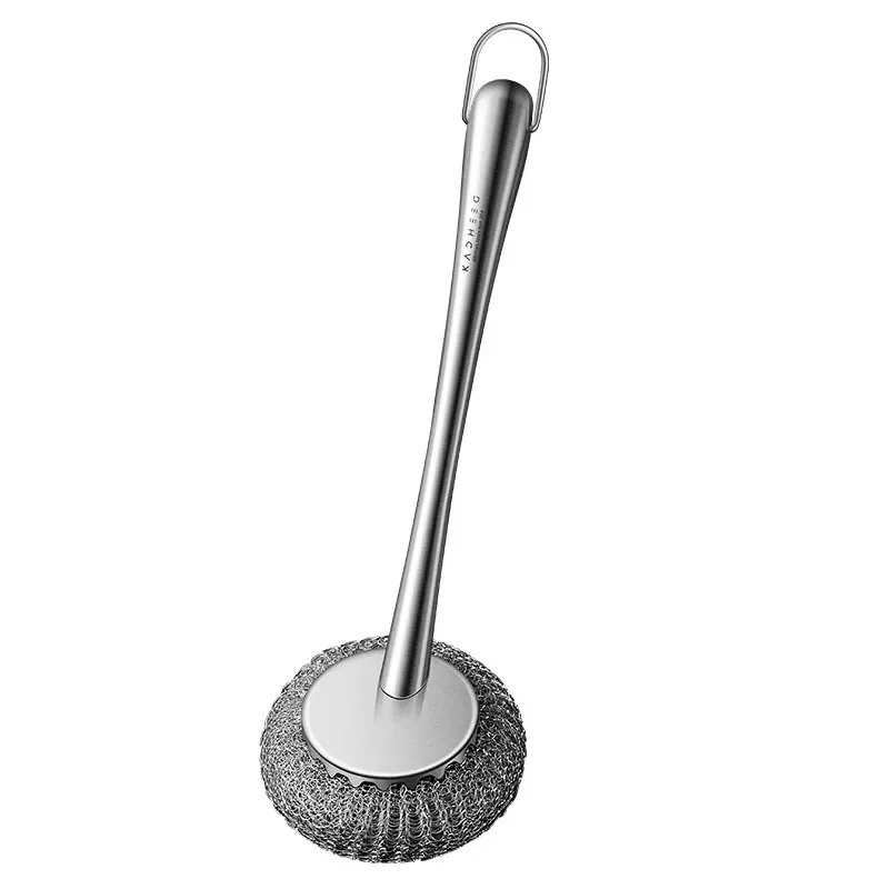 Creative 304 Stainless Steel Pot Brush, Long Handle, Household Kitchen Cleaning Tools, Special, Universal Steel Ball Brush