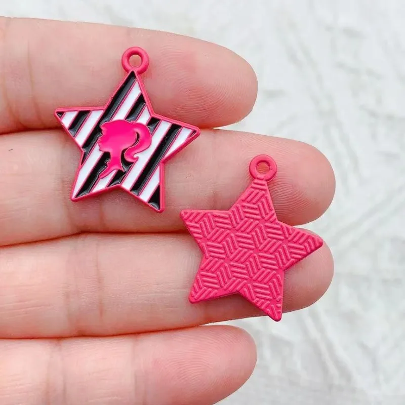 10pcs Pink Barbie Enamel Charms 5