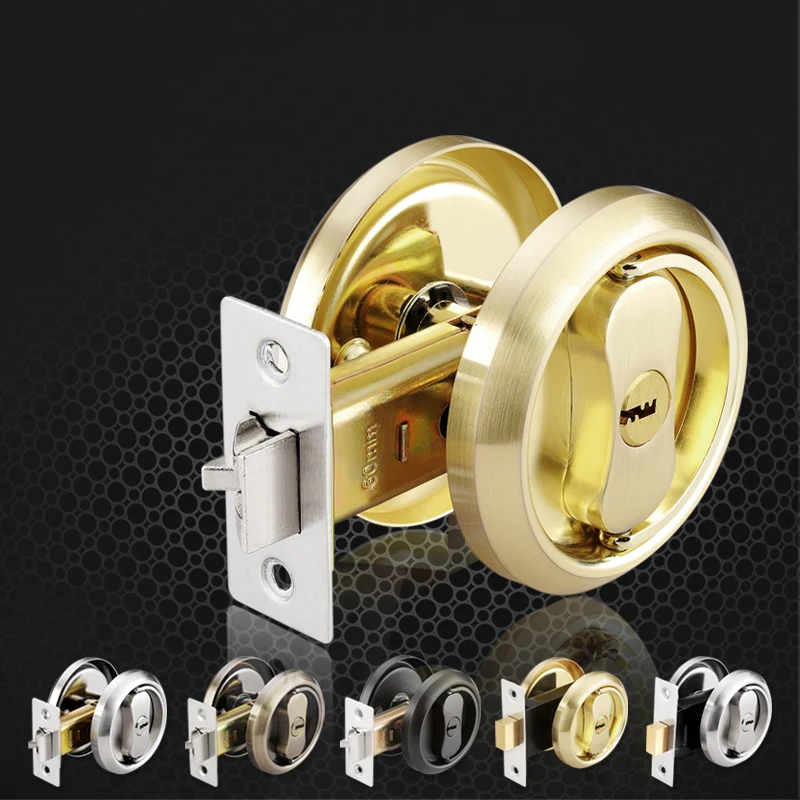 Stainless Steel Double-Sided Pull Ring Lock With Key Sliding Door Lock Invisible Door Multiple Types Available