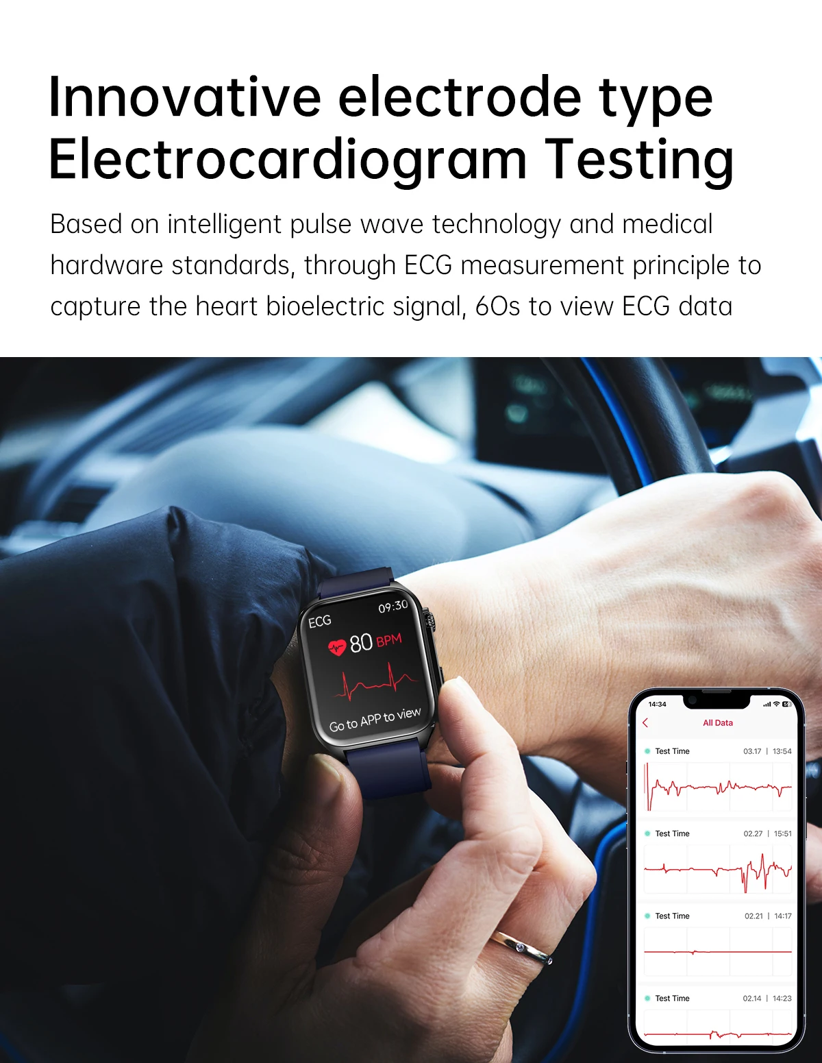 남성 스마트 워치 고지혈증 온도 모니터링 시계, IP68 방수 ECG 및 PPG 혈당 측정기, 여성 3 종, 2023 신제품
