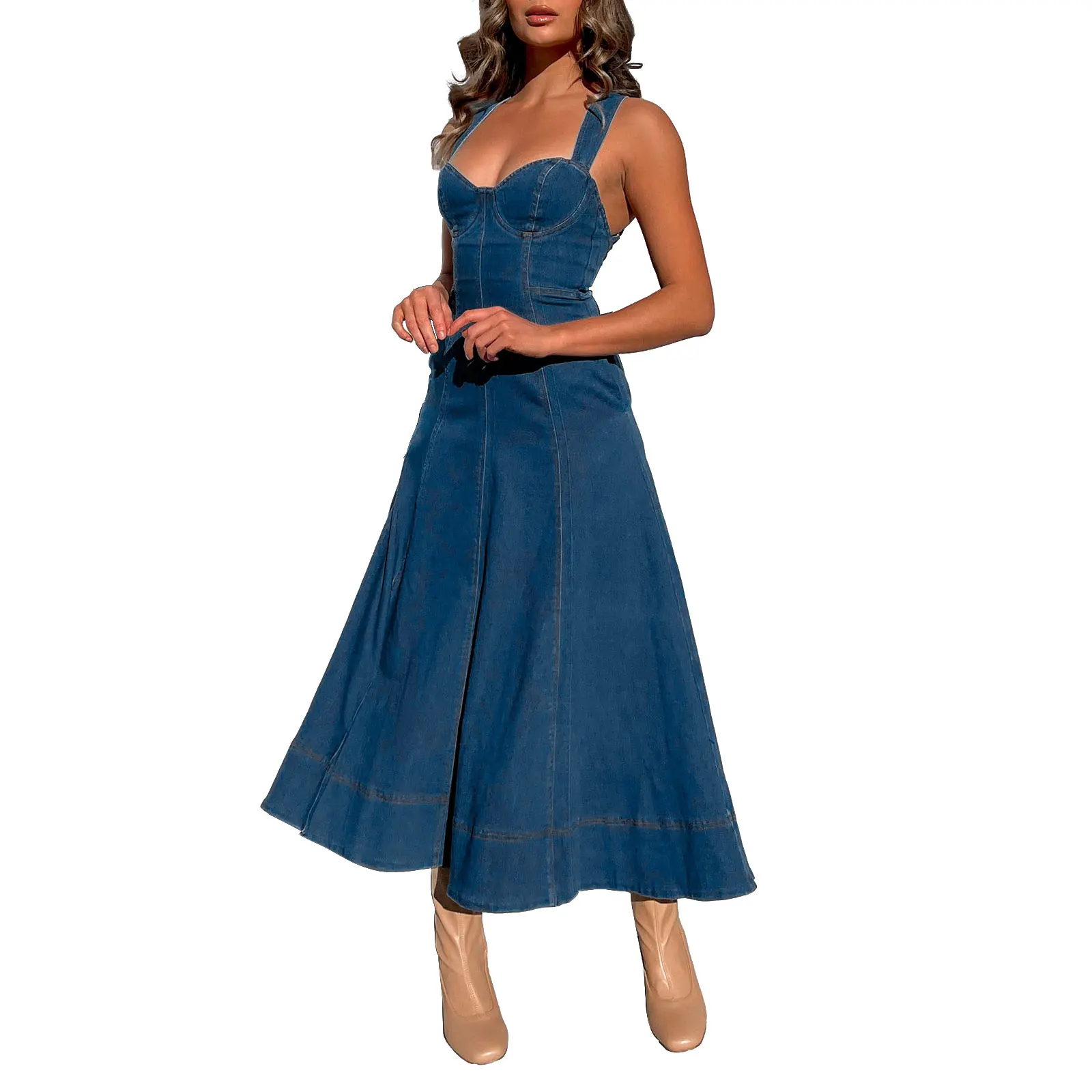 Aliexpress Denim Dress Sexy Denim Hollow Out Dress Women Sleeveless  Turndown Collar