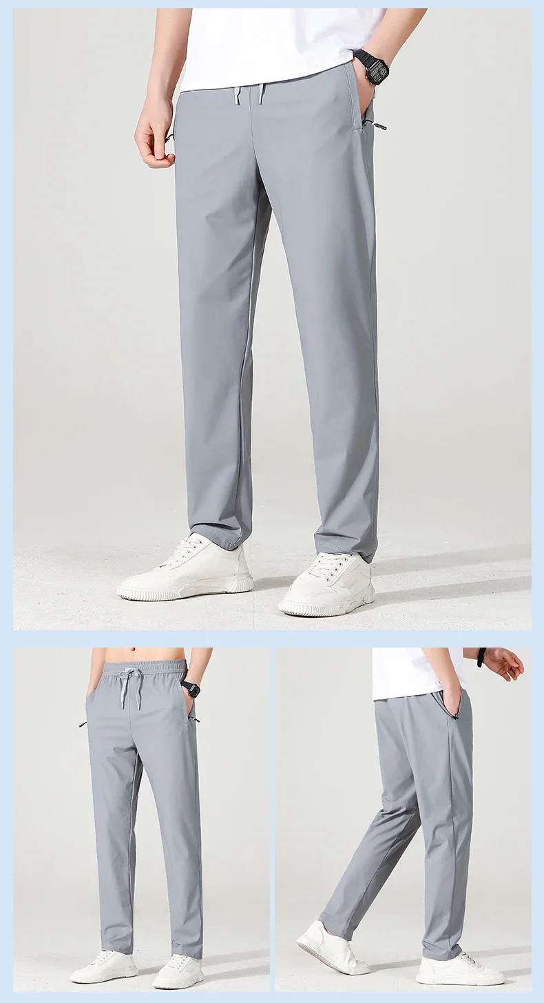 Eisseide Herrenhose Sommer Dünner Stil Business Casual Hose Outdoor Stretch Atmungsaktiv Gerades Bein Lose Lange Hose – Detail 17