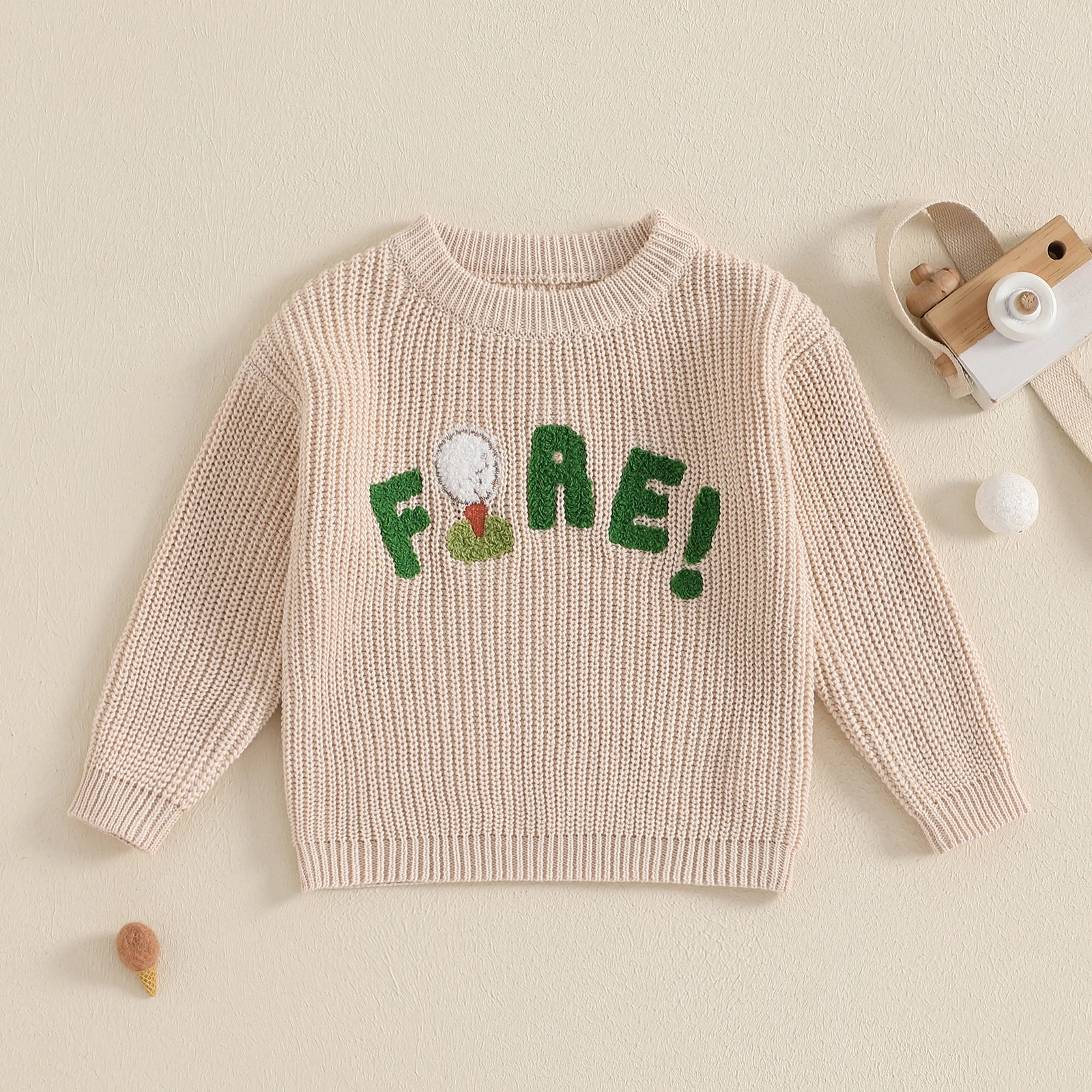 Winter Fall New Baby Knitted Sweater for Girl Boy Fashion Golf Letter Embroidery Long Sleeve Crew Neck Toddler Knitwear Pullover