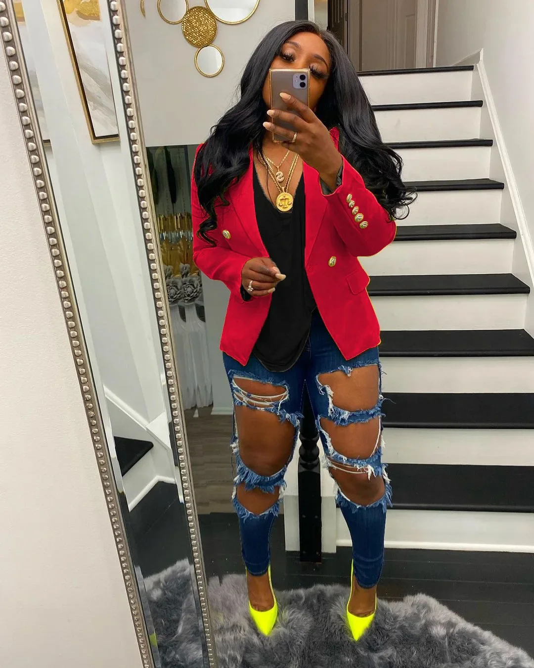 

Женский однотонный костюм с длинным рукавом, пальто с карманами, 2024