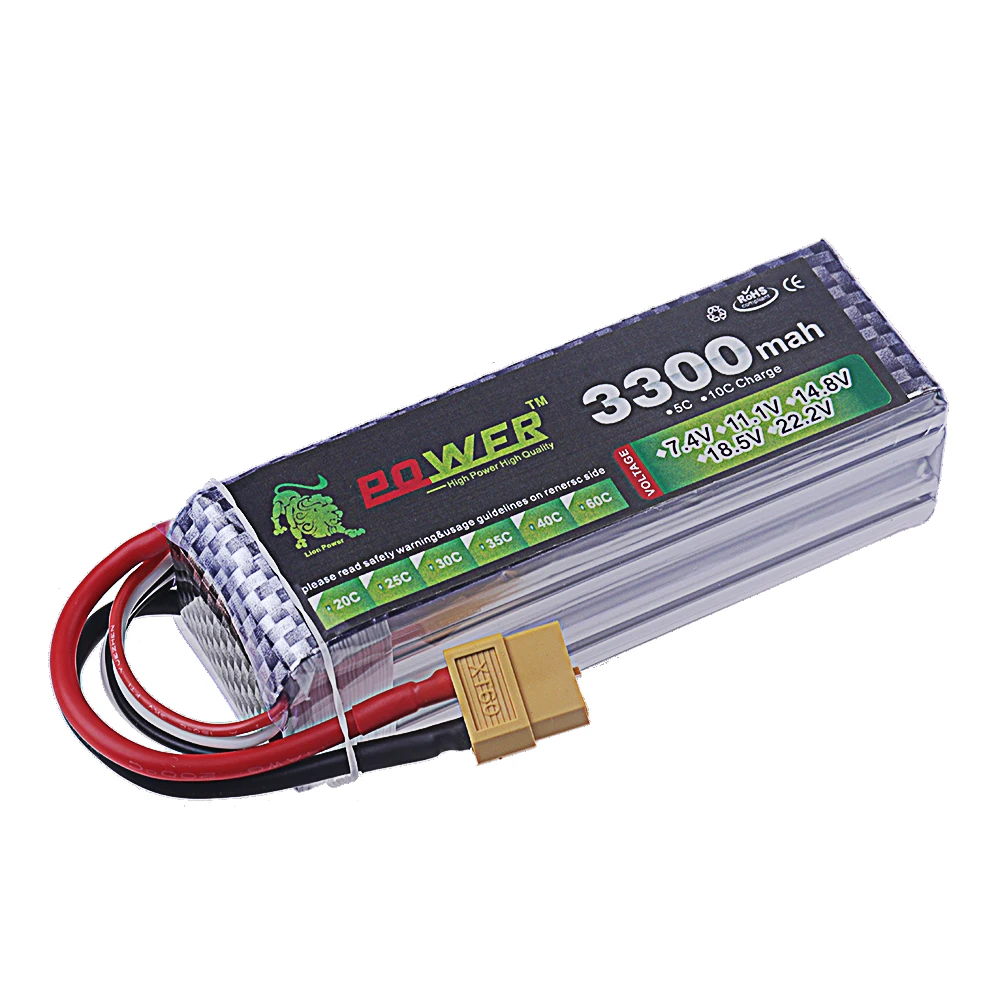 Batterie LiPo 4S 3300mAh 40C 14.8V RC pour Drone Voiture