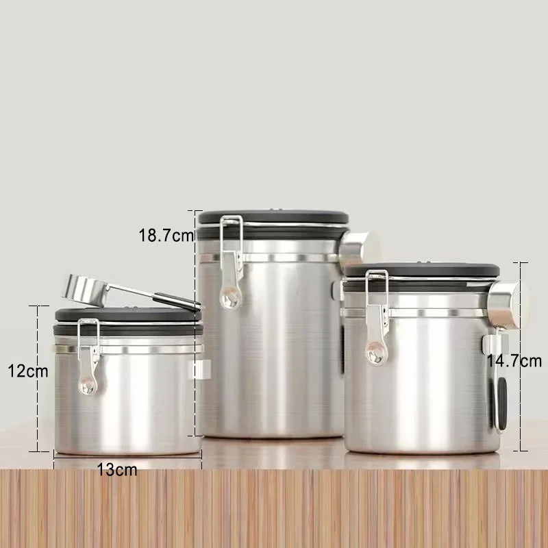Stainless Steel Airtight Coffee Storage Jar with Spoon