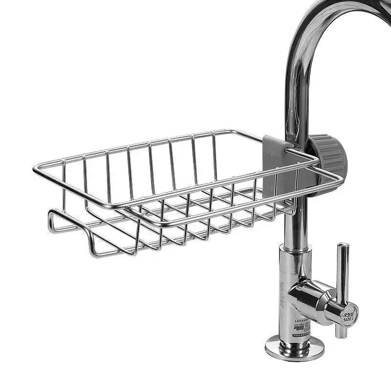 Stainless Steel Sponge Sink Organizer Rack Kitchen Accessories Drain Rack Storage Faucet Soap Holder Shelf Organizers 4