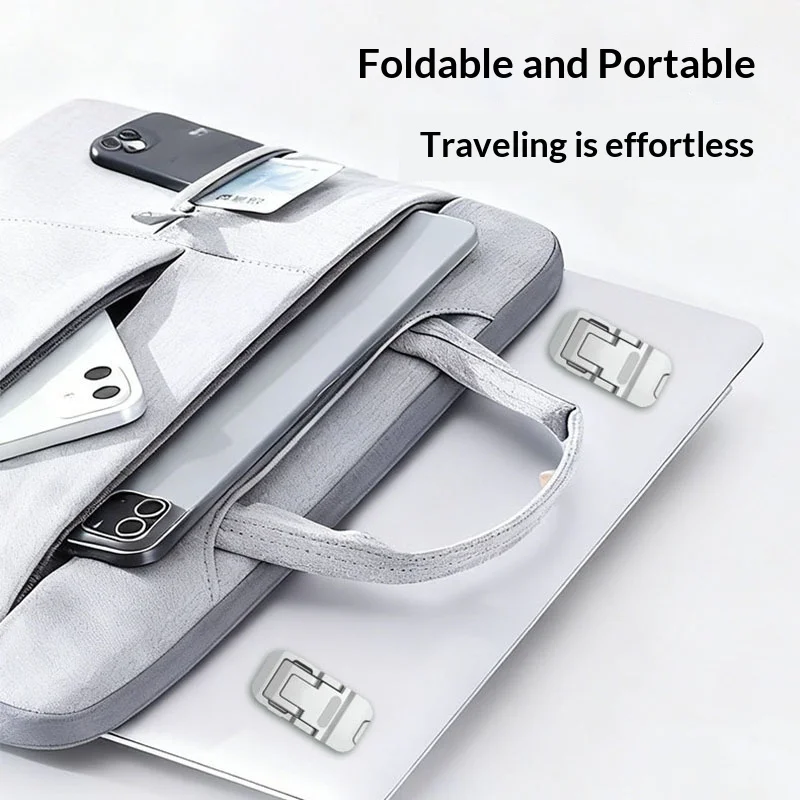 컴팩트한 노트북용 투명 브래킷 한 쌍, 미니 휴대용 높이 조절 가능 발 패드, 냉각 스탠드 베이스 패드