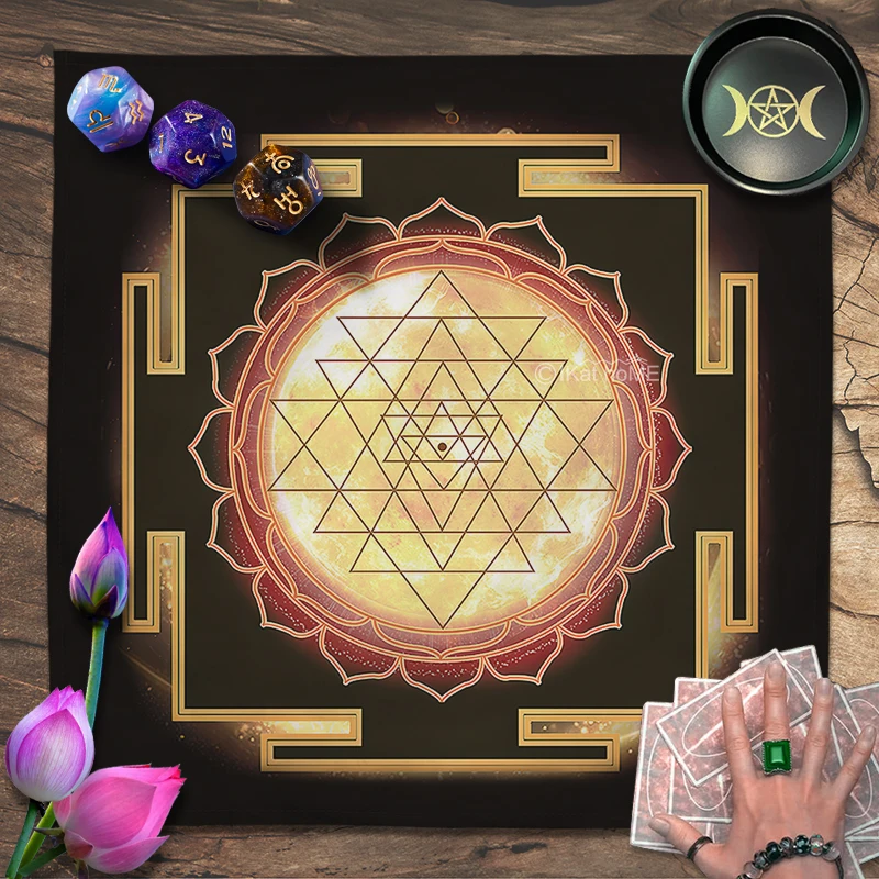 

Sri Yantra Mandala Tarot Tablecloth Altar Cloth Wall Decor Tapestry Wall Hanging Astrology Pagan Sacred Geometry Spiritual Gifts