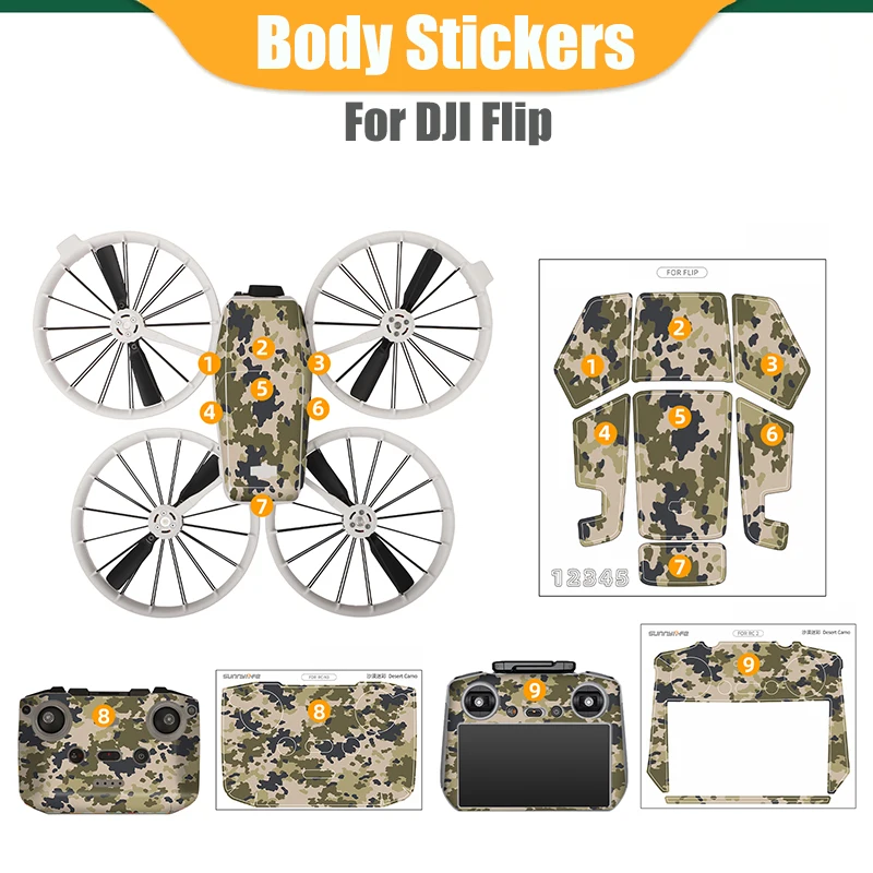 Body Stickers For DJI Flip Waterproof Anti-srach Portective Flims Decorative DIY Stickers For DJI Flip Drone Accessories