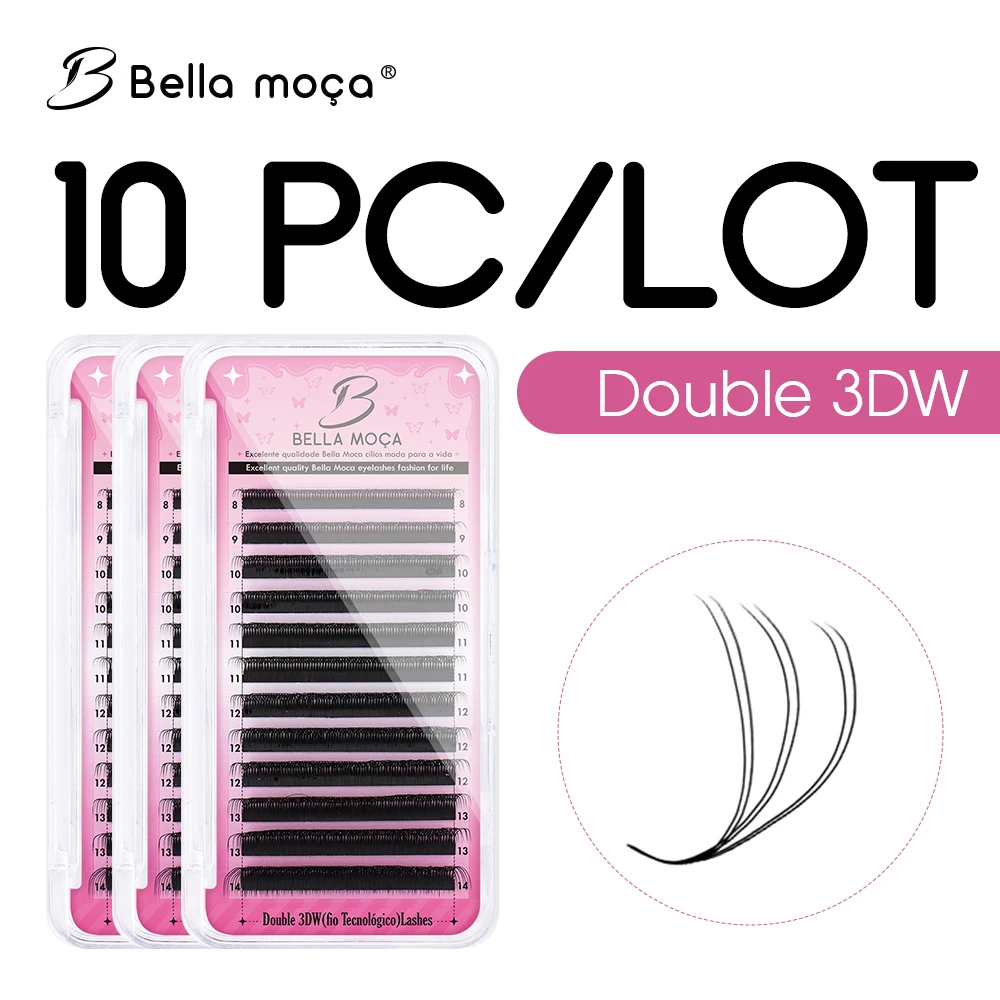 Bella moça 10 Pçs/lote Double3DW/6DW Cílios 0.07 D Curl Natural Macio Cílios Profissionais Envio Do Brasil