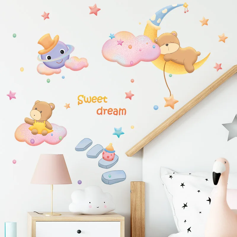 

Cartoon Bear Animals Wall Stickers for Kids Children rooms Wall Decor Removable Vinyl Decals Nursery Home Decor Art Murals