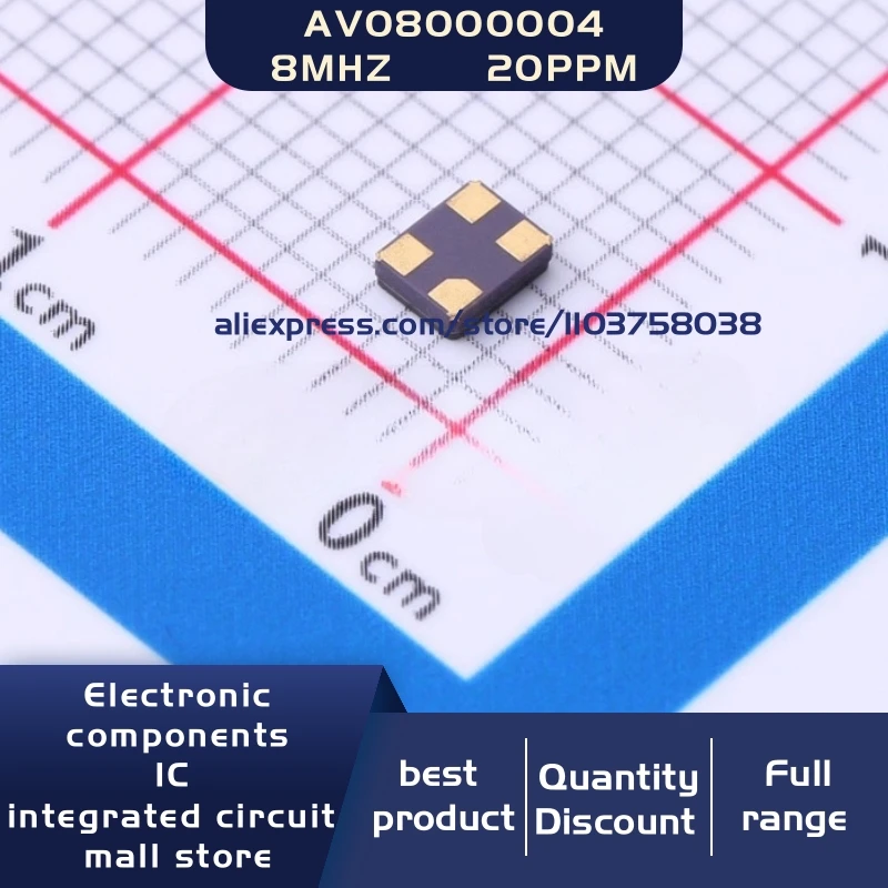 50개/몫 AV08000004 8MHZ 8pf 20ppm 3225 4P 크리스탈 발진기 공진기 4-SMD 재고 있음