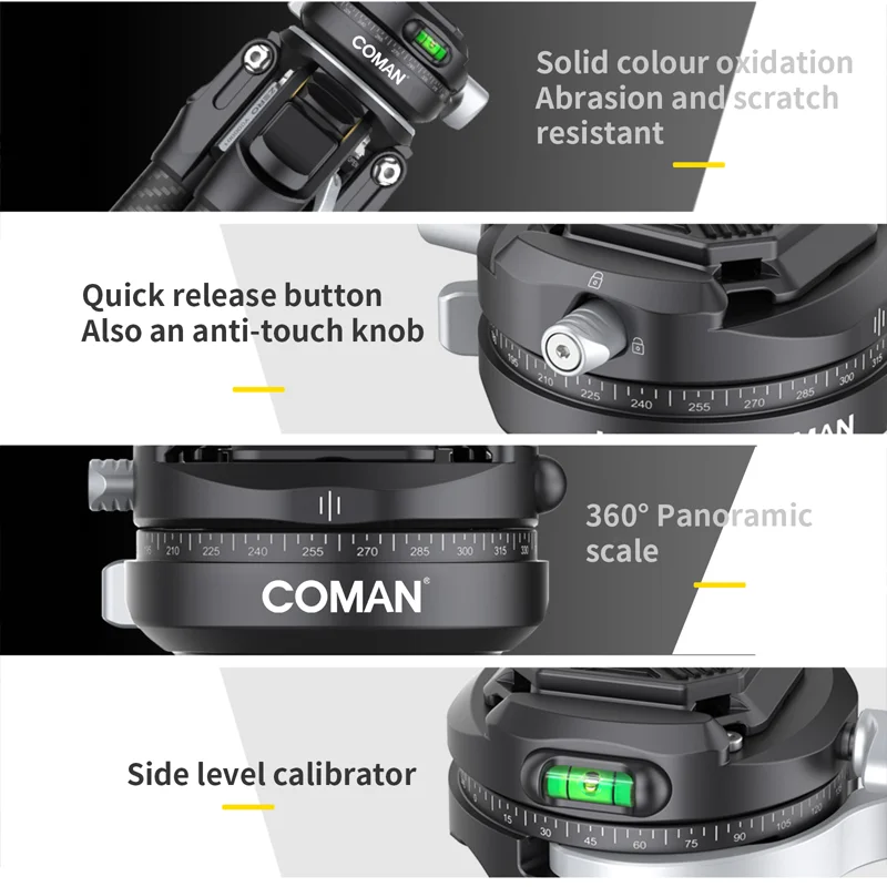 COMAN Zero F38 탄소 섬유 삼각대 경량 삼각대 볼 헤드 포함 F38 퀵 릴리스 플레이트 DSLR 카메라 스마트폰 아이폰용