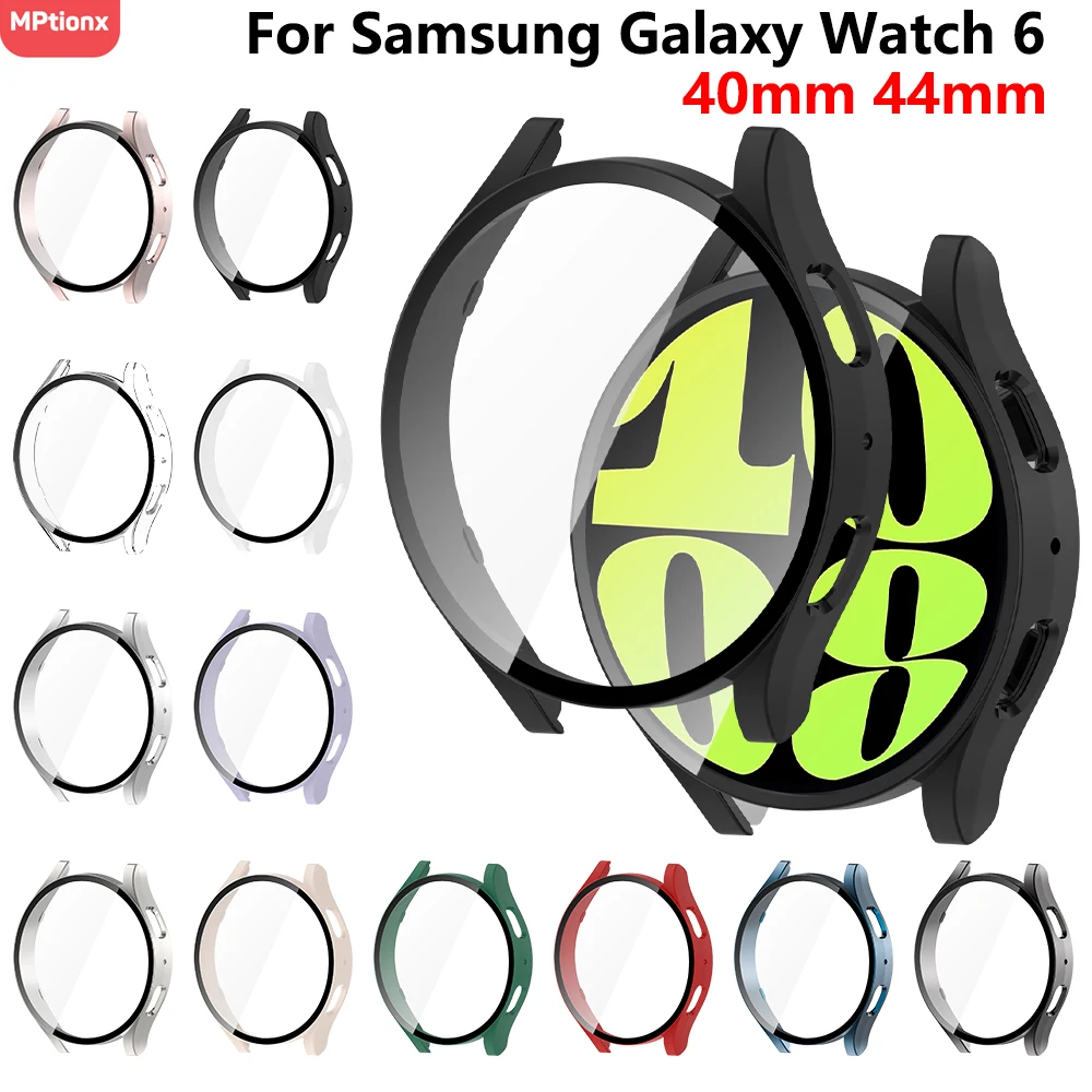 Стекло и чехол для Samsung Galaxy Watch 6 40 мм 44 мм, защитная пленка для экрана из поликарбоната, универсальный чехол-бампер для Galaxy Watch 6, аксессуары