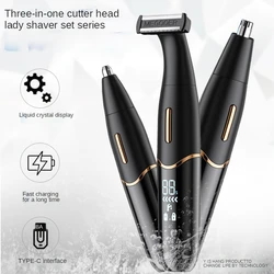 New Multifunctional Electric Shaver Three-In-One Men's Stripper Lady's Eyebrow Trimmer Nose Hair Trimming Epilator Cleaning Tool
