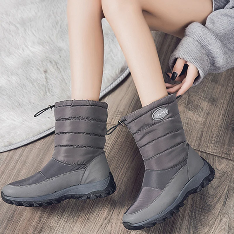 Botas de nieve para Mujer, zapatos de plataforma sin cordones, suaves,  impermeables, talla grande, Invierno| | - AliExpress