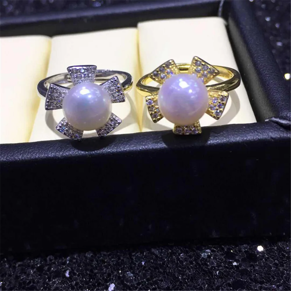 

Classic Rings Resizable Design Rings Base 18K Gold-Plating Pearl Rings Settings Women DIY Pearl Rings Accessory No Pearl
