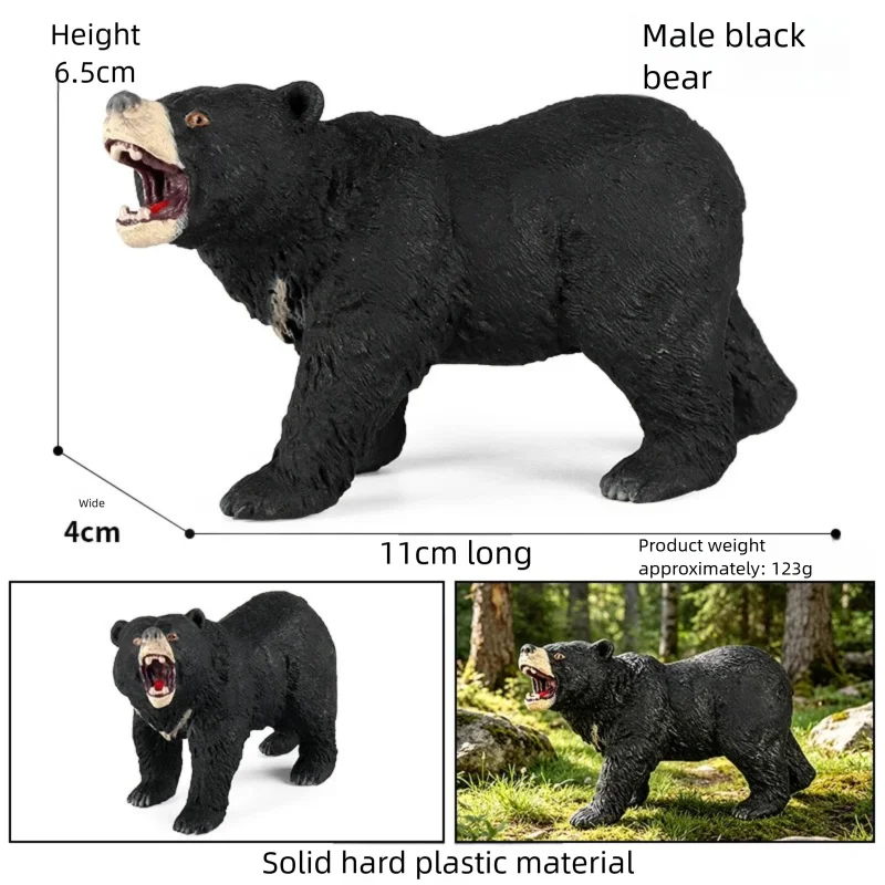 Realistic Black and Brown Bear Cub Figurines for Home Decor and Collections