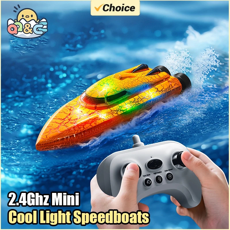 Mini Remote Control Boat with Light for Kids
