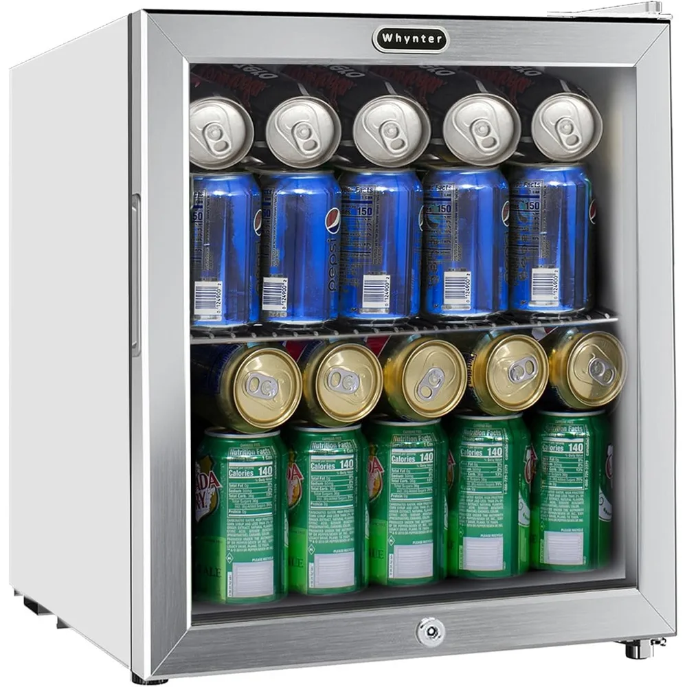 Stainless Steel Beverage Refrigerator with Lock, 1.6 Cubic Feet