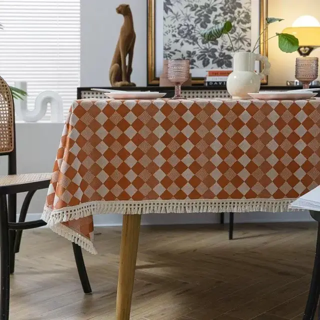 Household Plaid Tablecloth – Cotton Linen Table Cover with Modern Design 3