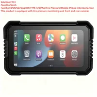 DST-625F Motorcycle Recorder Carplay 6.25-inch Motorcycle Navigation with Front and Rear Cameras and Tire Pressure Monitoring