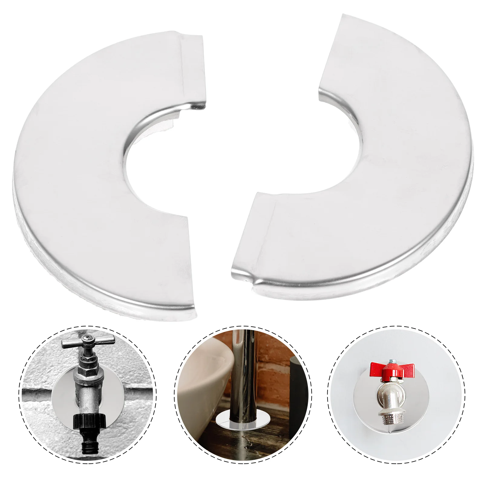 4 Pcs Round Hole Pipe Cover Escutcheon Replacement Plate Stainless Steel Decorative