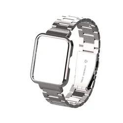Stainless Steel Protective Strap Case for Smart Watch - Bumper Frame and Wrist Band Combo (Silver)