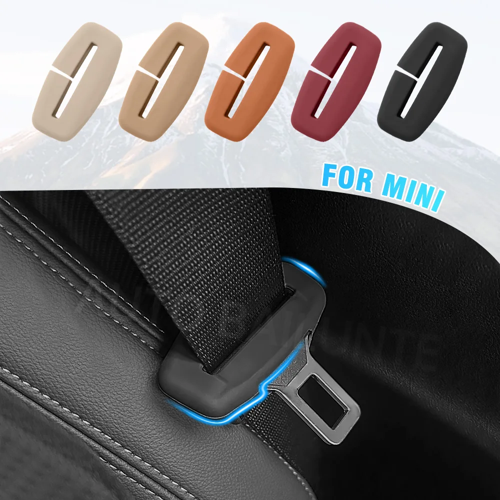 2pcs for Mini Cooper S R50 R52 R53 R55 Car Seat Belt Buckle Protector Cover Anti-collision Soft Silicone Interior Accessories