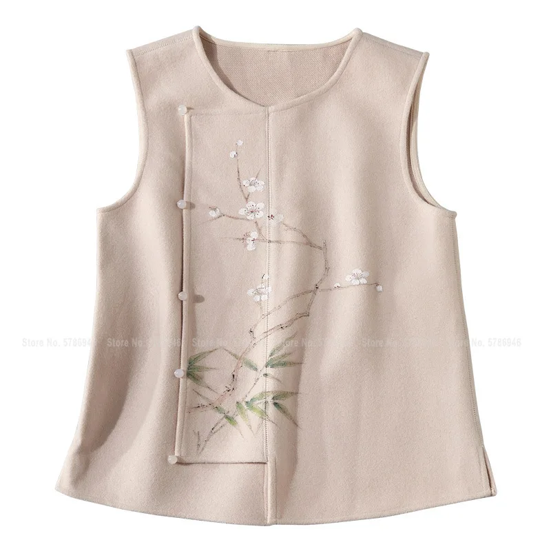 Fashion Chinese Style Women Sleeveless Shirts Qipao Tops Waistcoat Retro Vest Oriental Clothing Casual Tang Suit Hanfu Cardigan