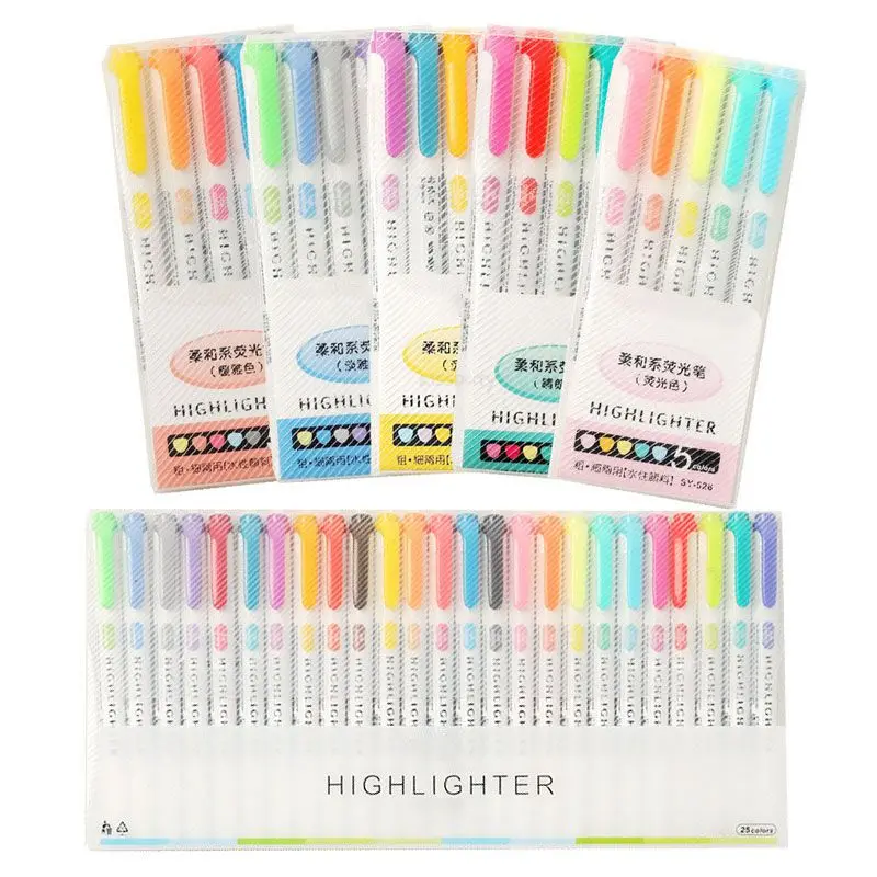 Highlighter Marker Highlighter Pen Art Marker Marker Pen 25 Colors Double Head Japanese Sofe Color Fluorescent