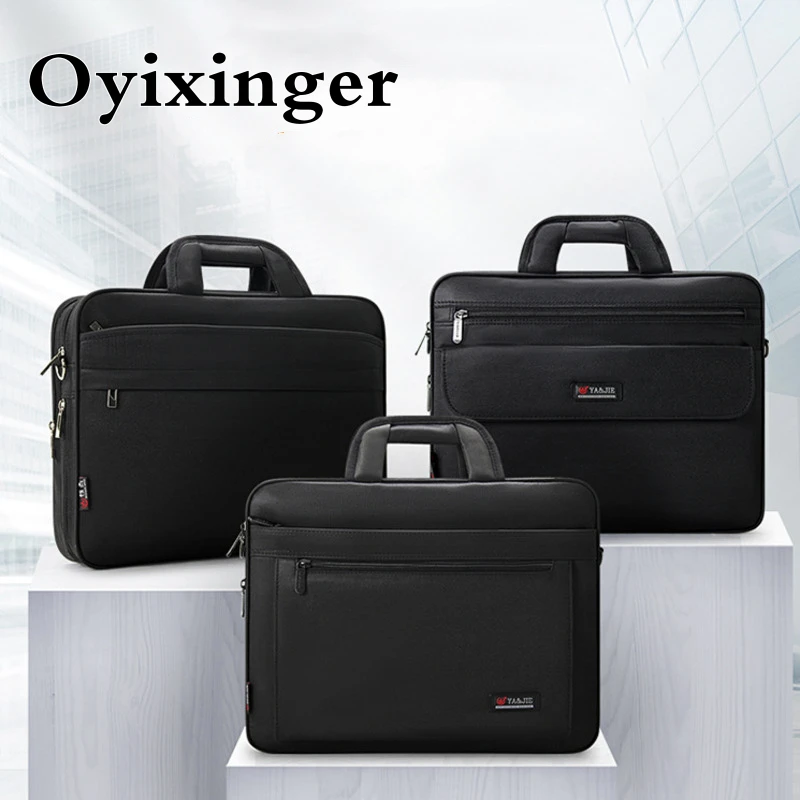

OYIXINGER Fashion Men's Black Waterproof Briefcase Large Capacity 14 Inch Crossbody Bags For Male Shoulder Bag Classic Handbag