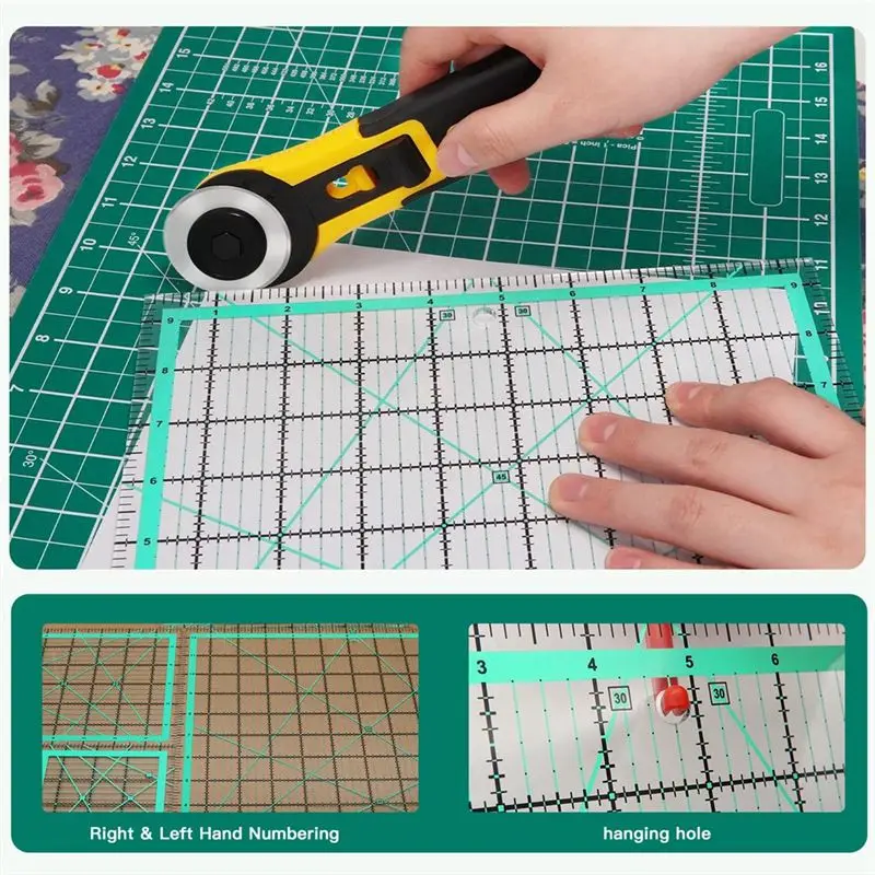 AB15-4PCS 사각 퀼팅 자(12.5/9.5/6/4.5인치) 봉제 아크릴 자 미끄럼 방지 자 DIY 퀼팅 도구 내구성