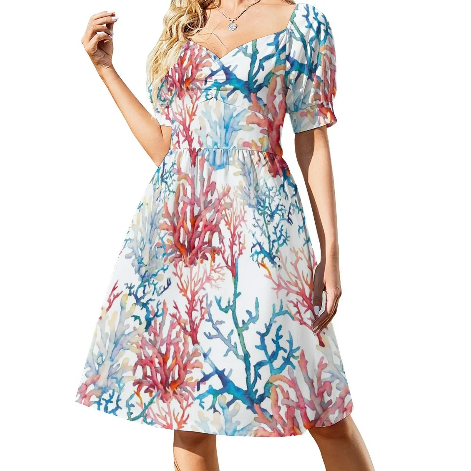 

Coral pattern Sleeveless Dress Women's dresses Dress women birthday dress